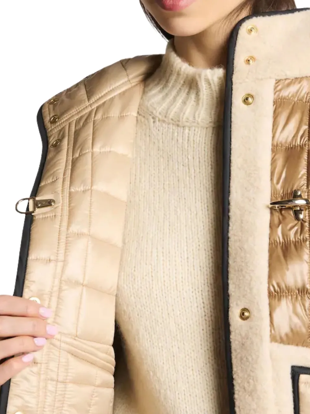 Fay Quilted Hooded Vest In Neutral