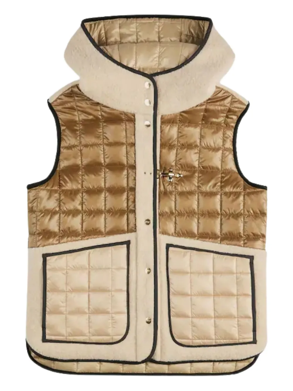 Fay Quilted Hooded Vest In Neutral