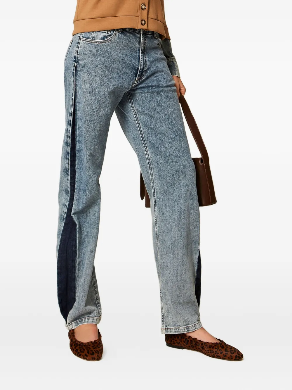 TWINSET Tweekleurige jeans met zijstreep Blauw