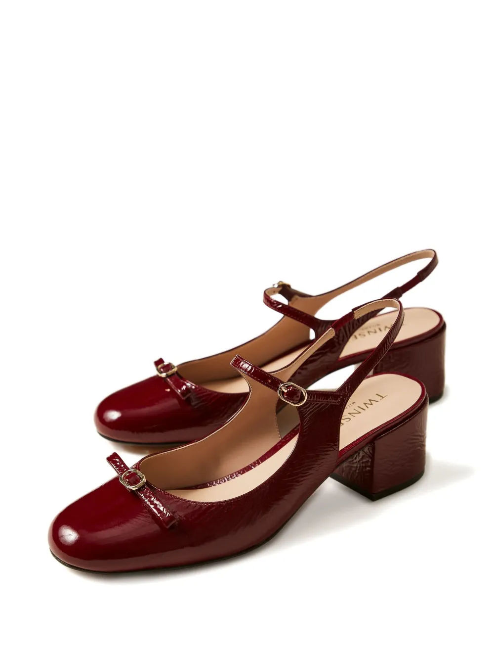 TWINSET 50 mm pumps van kalfsleer met strik Rood