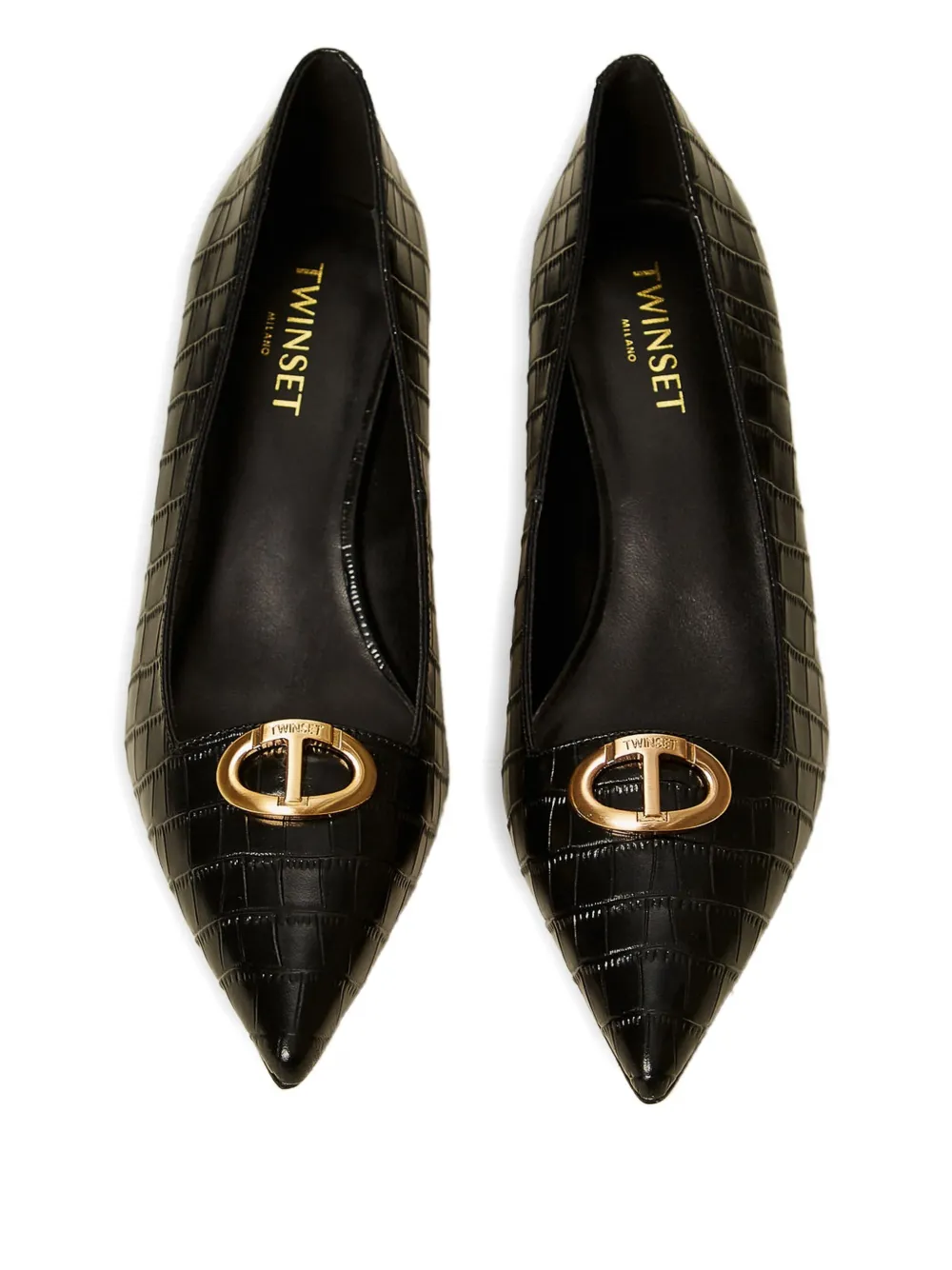 TWINSET 50 mm Oval-T pumps met krokodillen-reliëf Zwart