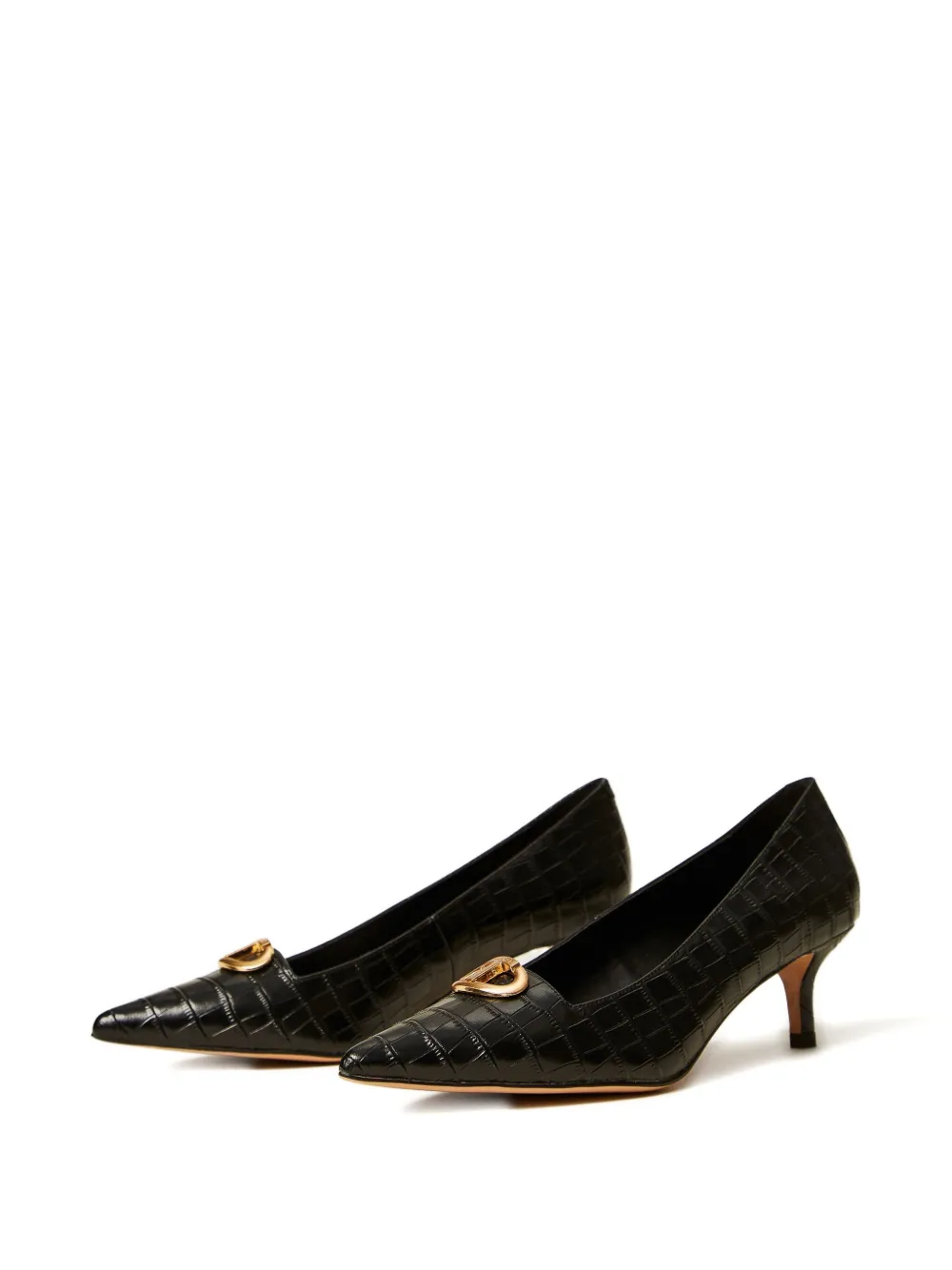 TWINSET 50 mm Oval-T pumps met krokodillen-reliëf Zwart