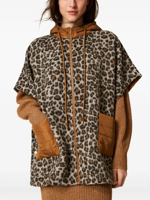 TWINSET chamarra con capucha y estampado de leopardo