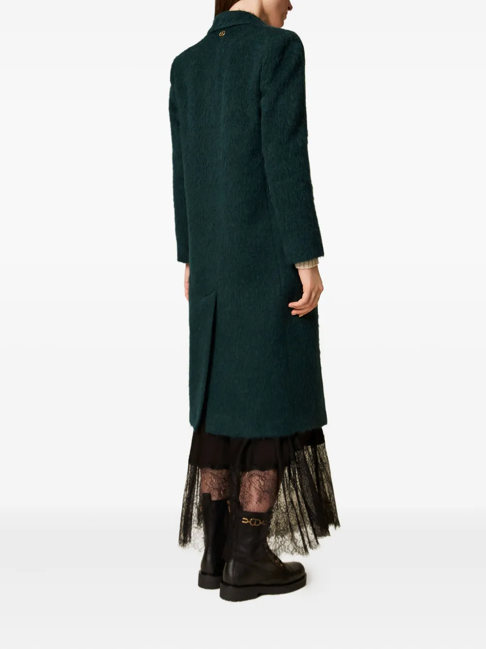 Twinset Single-breasted Wool Coat In Green