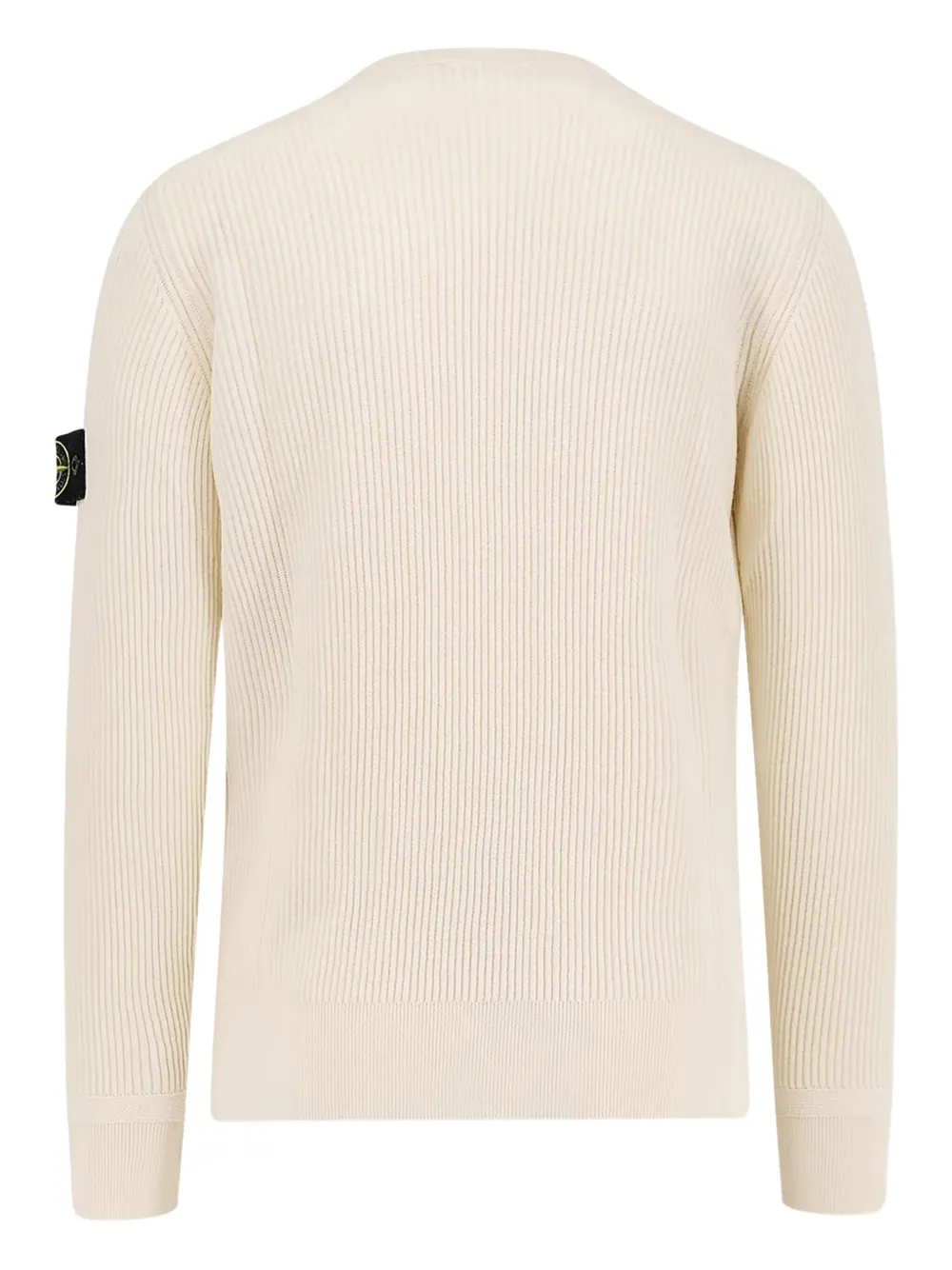 Stone Island Ribgebreide trui met badge - Beige