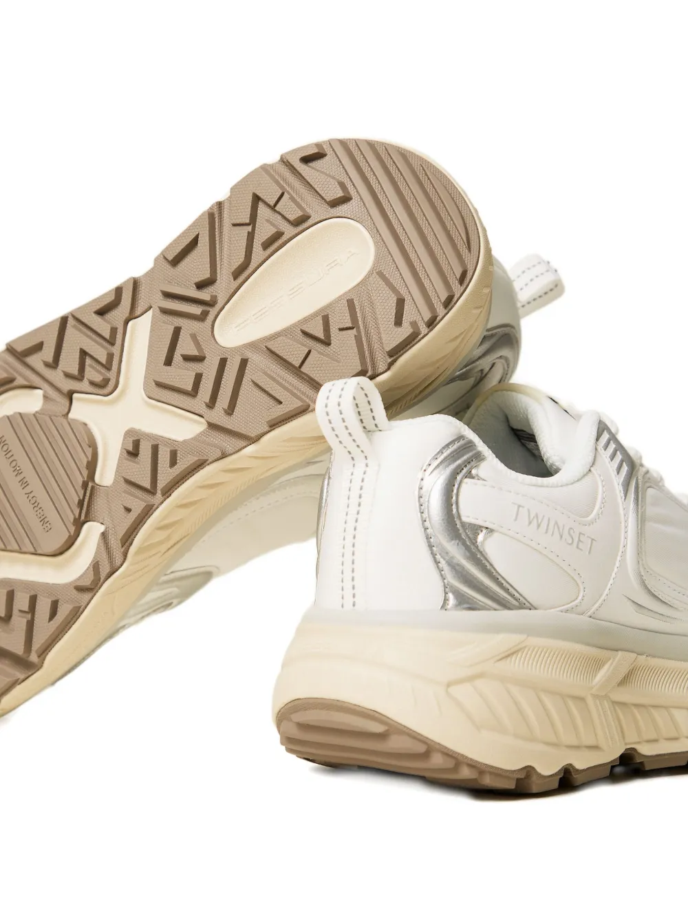 TWINSET Fessura metallic-panel sneakers - Wit