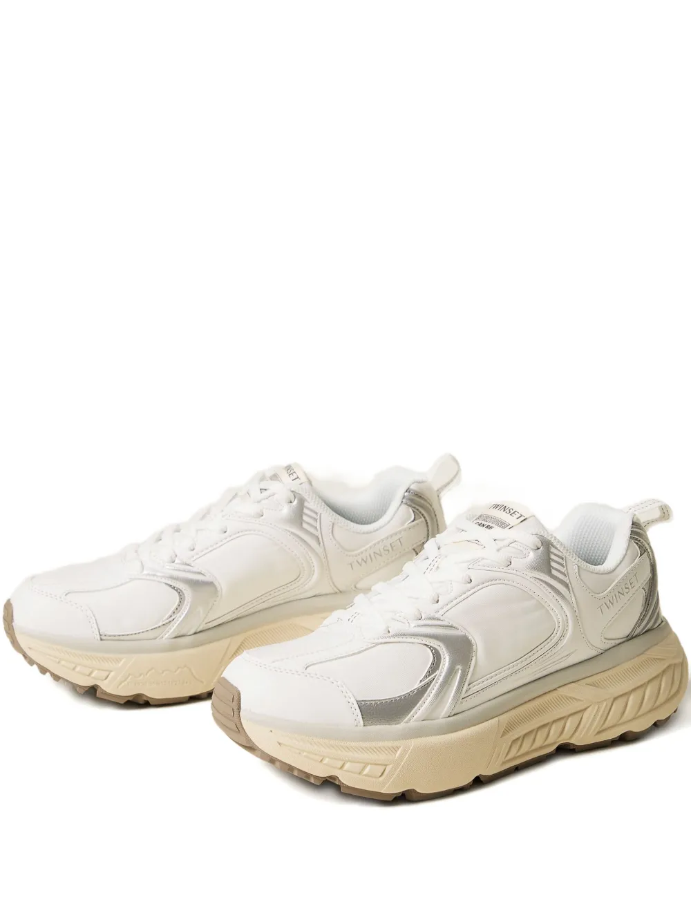 Twinset Fessura Metallic-panel Sneakers In White