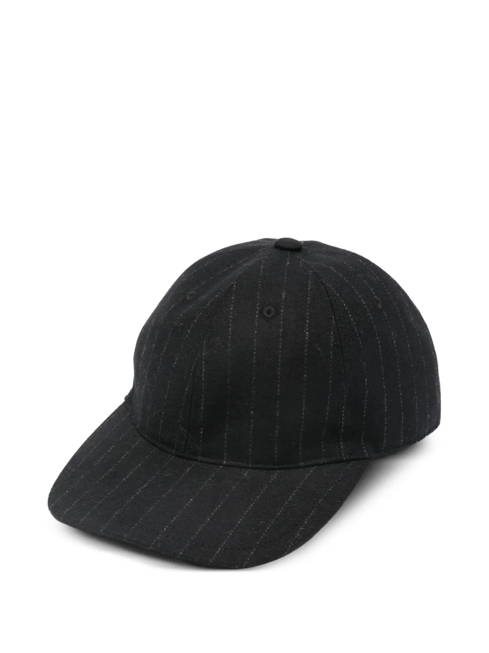 Isabel Benenato Pinstripe Baseball Cap In Black
