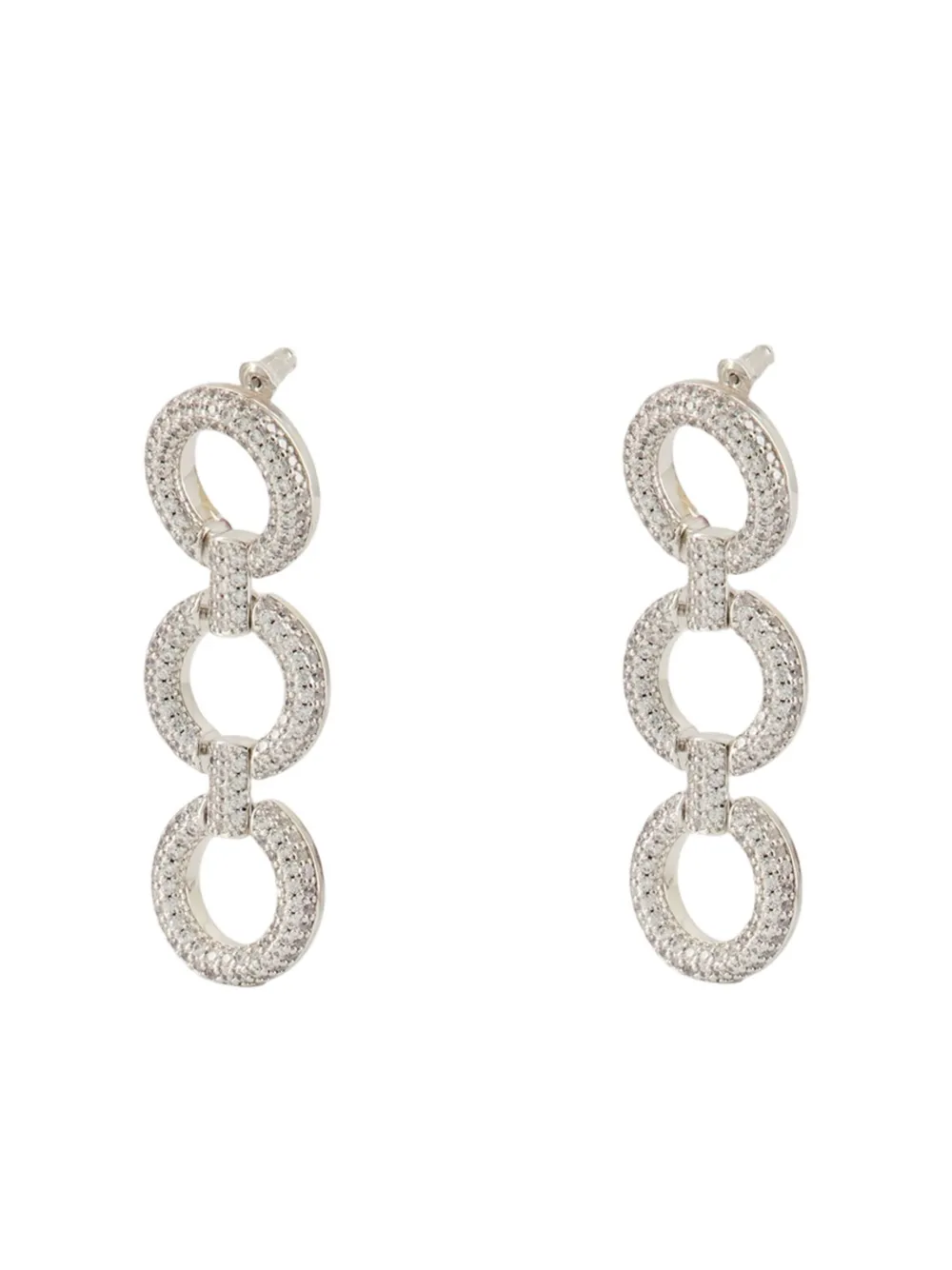 Self-portrait Crystal-embellished Circle-link Earrings In Metallic