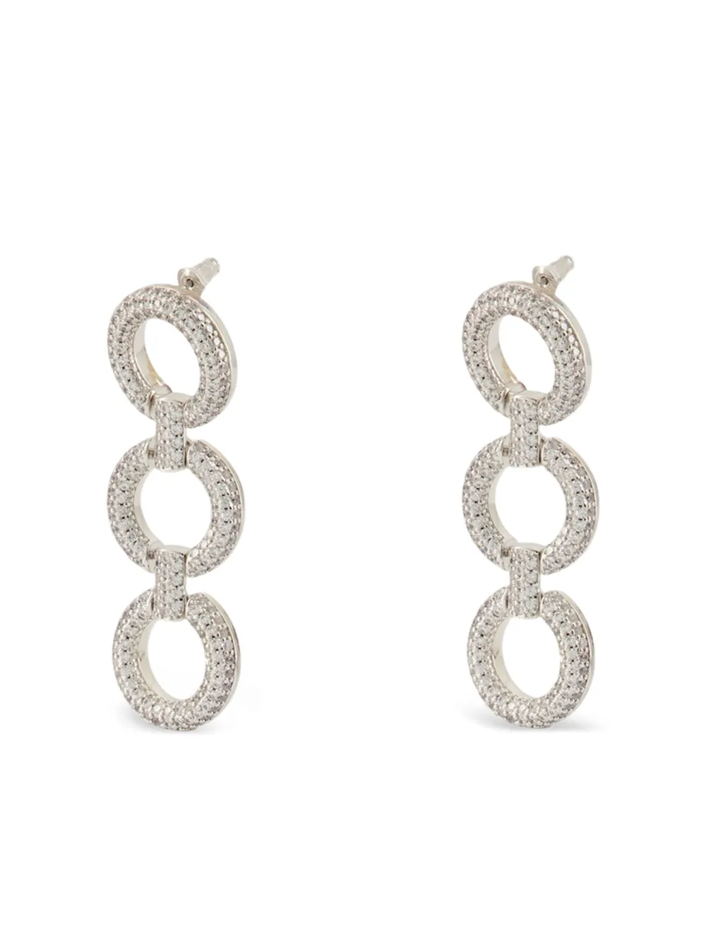 Self-Portrait crystal-embellished circle-link earrings - Zilver