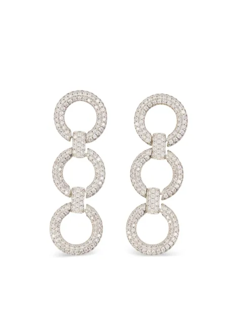 Self-Portrait crystal-embellished circle-link earrings