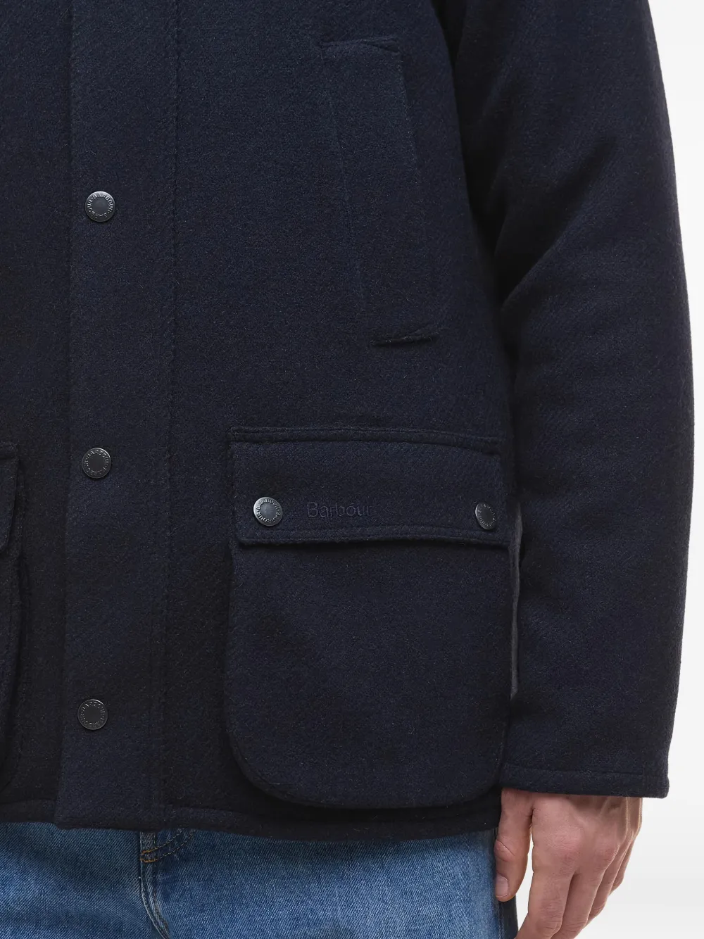 Barbour Jack met kraag en knopen Blauw