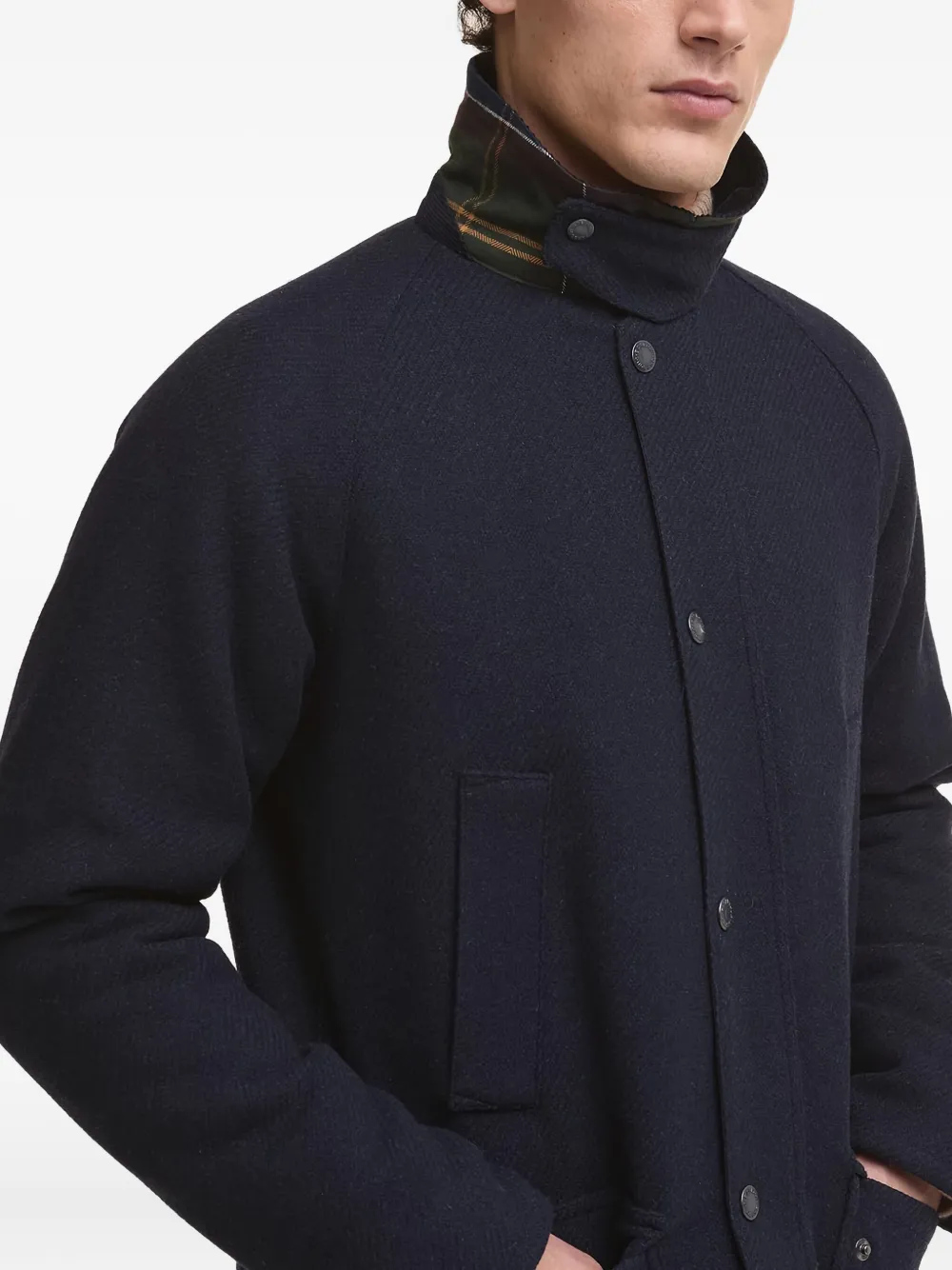 Barbour Jack met kraag en knopen Blauw