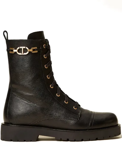 TWINSET lace-up chain boots