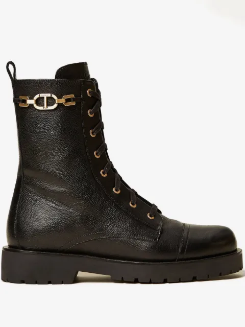 TWINSET lace-up chain boots