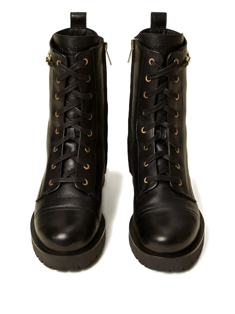 TWINSET lace-up chain boots Black