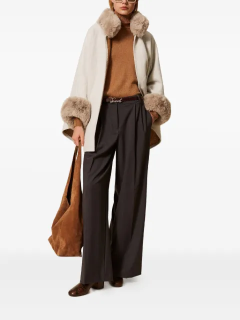 TWINSET fur-trim woven cape