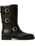 TWINSET triple-buckle biker boots - Black