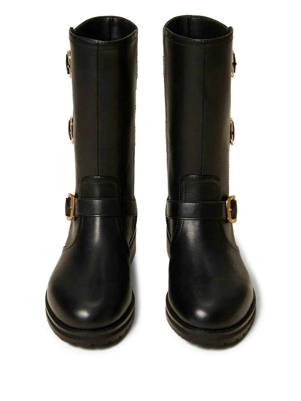 TWINSET triple-buckle biker boots Black