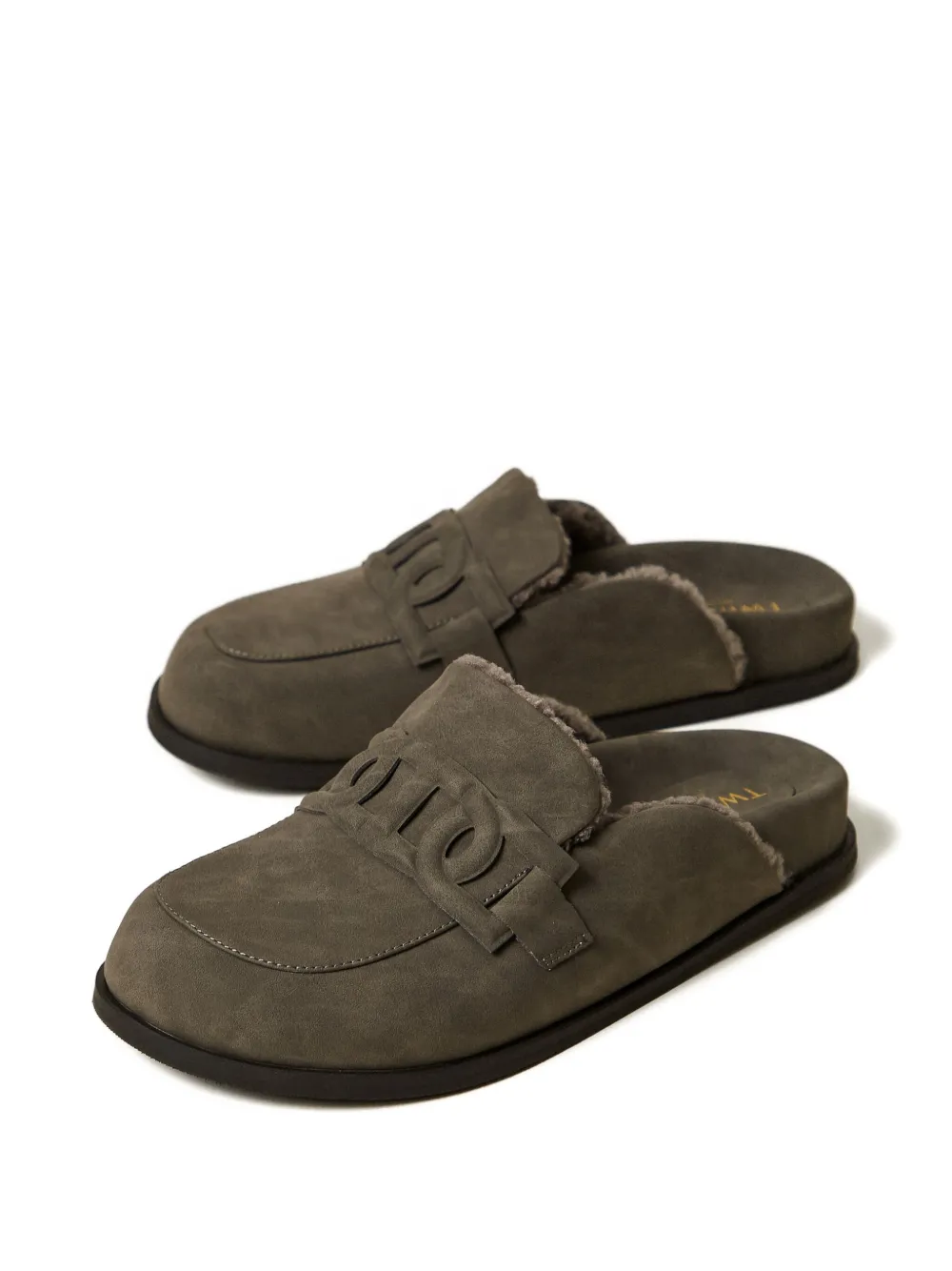 TWINSET Slip-on muiltjes met logodetail Grijs