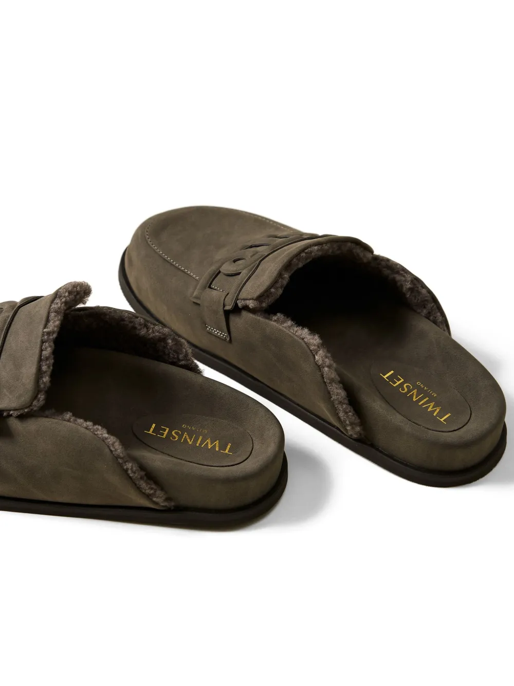 TWINSET Slip-on muiltjes met logodetail Grijs