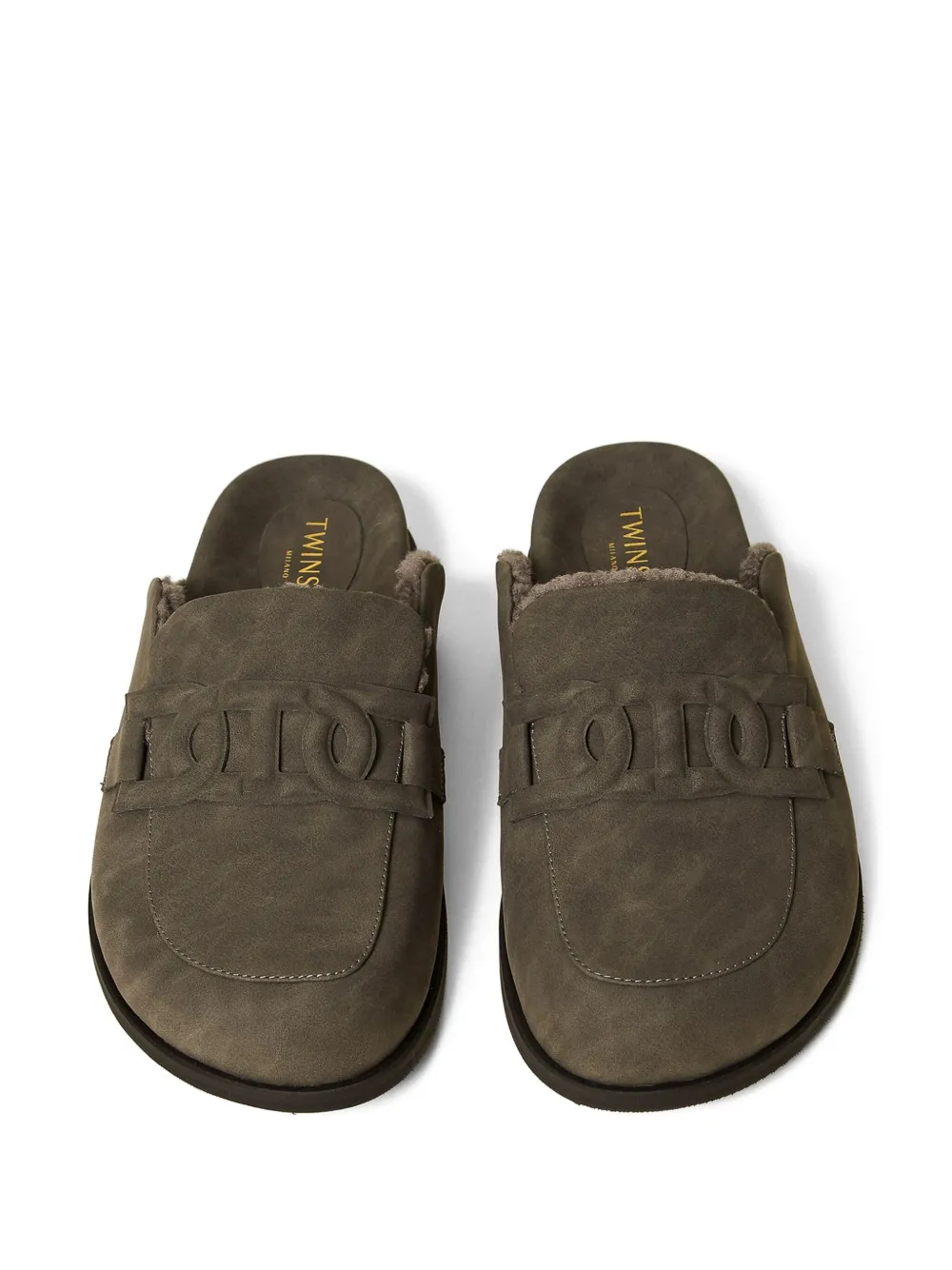 TWINSET Slip-on muiltjes met logodetail Grijs