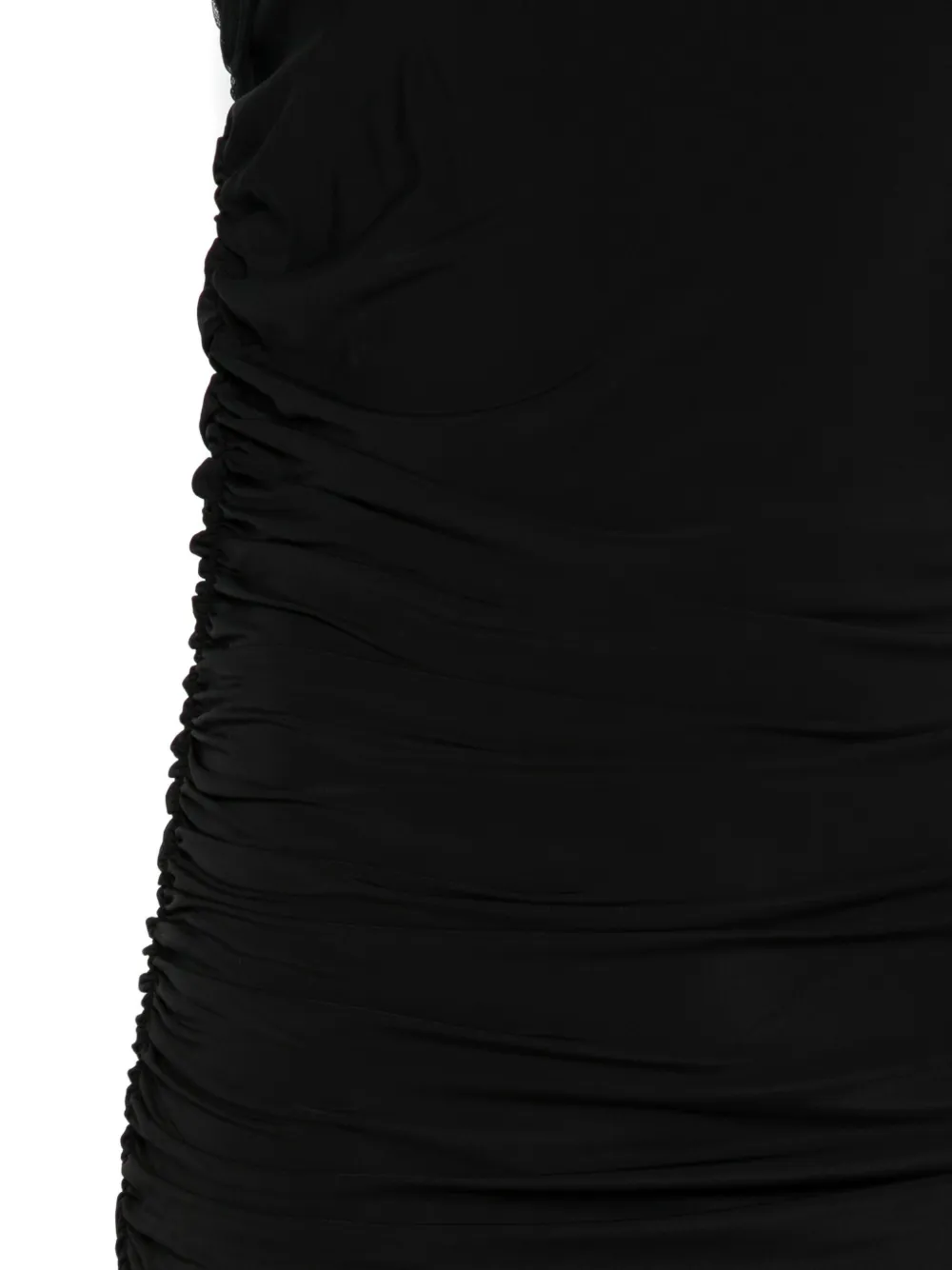 Nensi Dojaka Midi-jurk met ruches en tulen detail Zwart