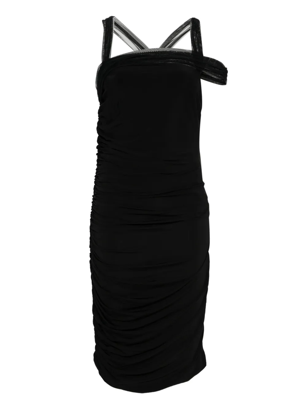 Nensi Dojaka tulle-detail ruched midi dress | Black | Image 1