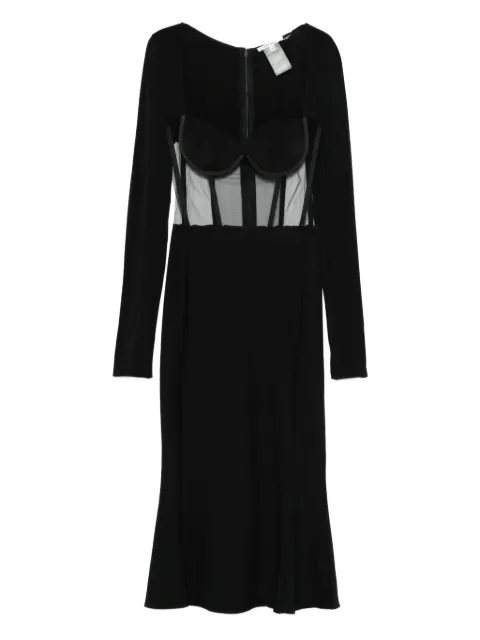 Nensi Dojaka vestido midi manga larga