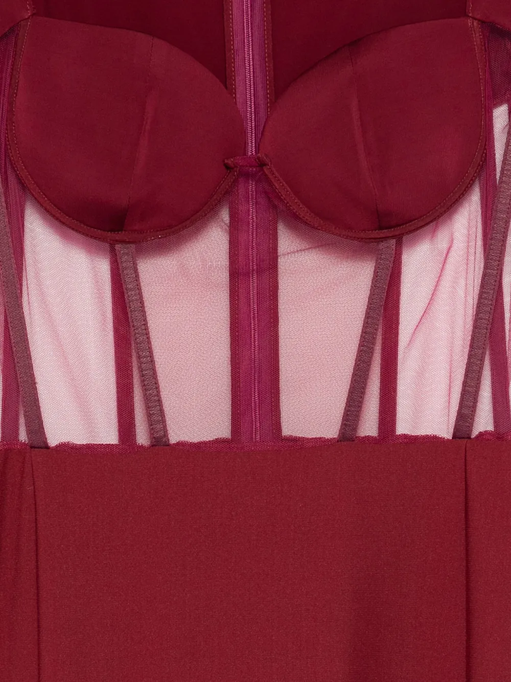 Nensi Dojaka Midi-jurk met mesh vlak Rood