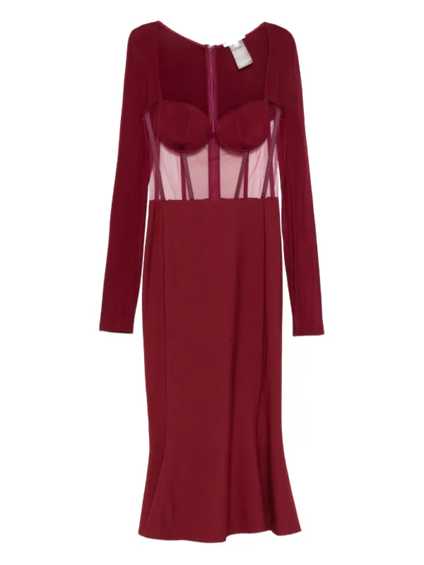 nensi dojaka dress red Nensi Dojaka Mesh-panel Midi Dress