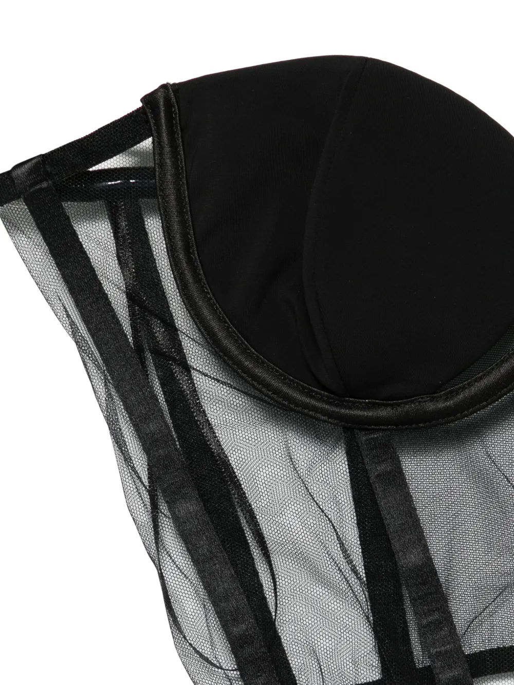  Nensi Dojaka Mesh-panel Corset Top - Black 