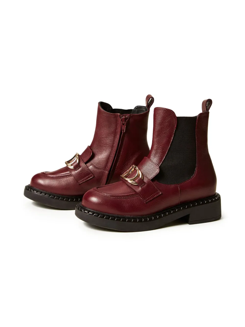 TWINSET Kids Oval-T leather ankle boots | Red | Image 1