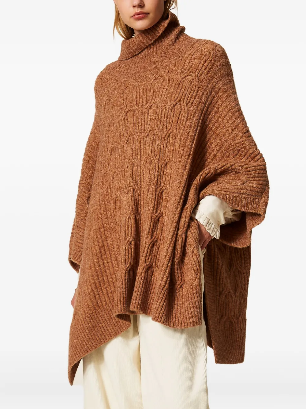 TWINSET Gebreide cape Bruin