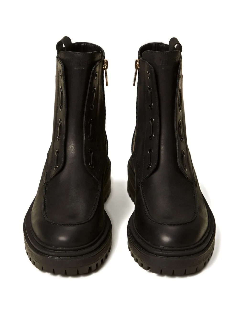 TWINSET lace-up chunky boots Black