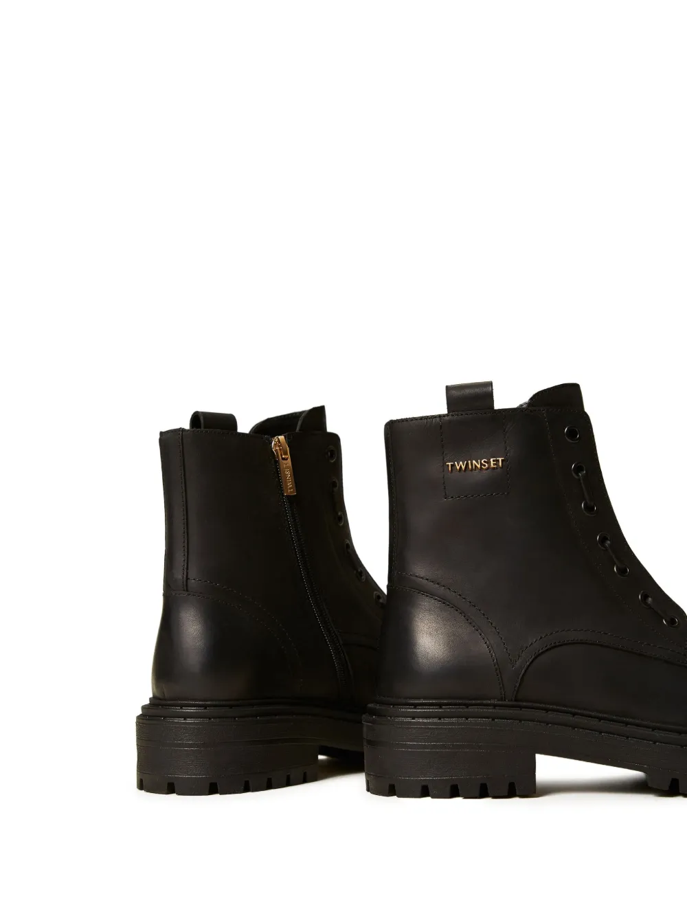 TWINSET lace-up chunky boots Black