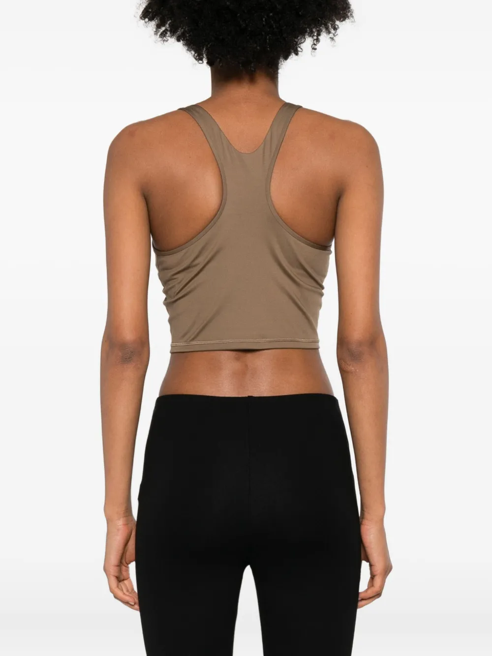 Adidas By Stella Mccartney Asmc Truestrength Yoga Crop Top Brown Moss In Brown