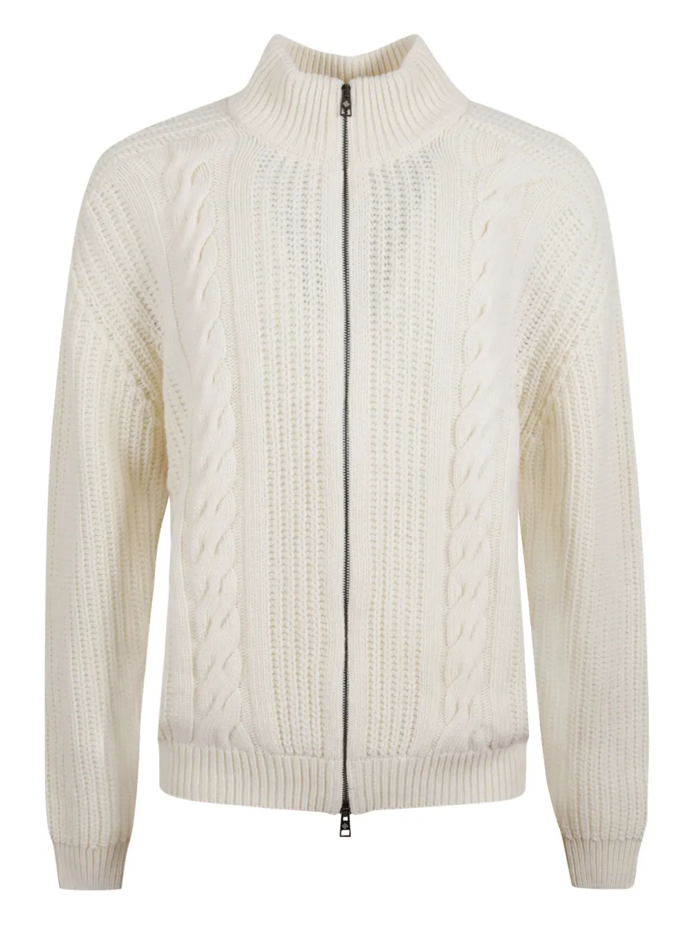 Tagliatore pull zippé en maille torsadé | blanc | Image 1