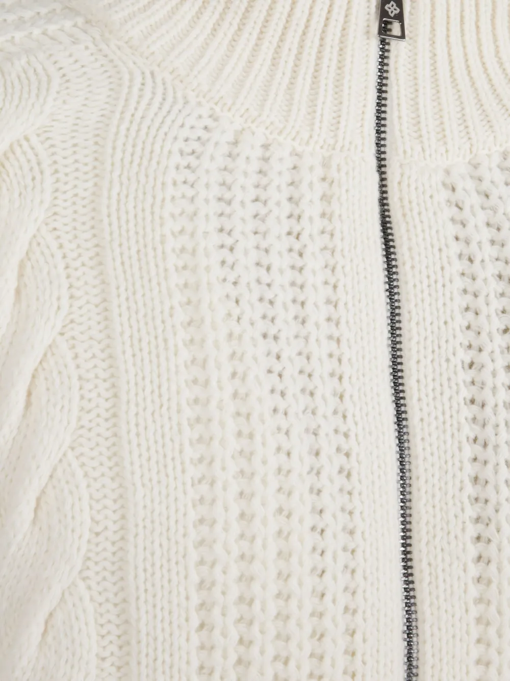 Tagliatore Kabelgebreide trui met rits Wit