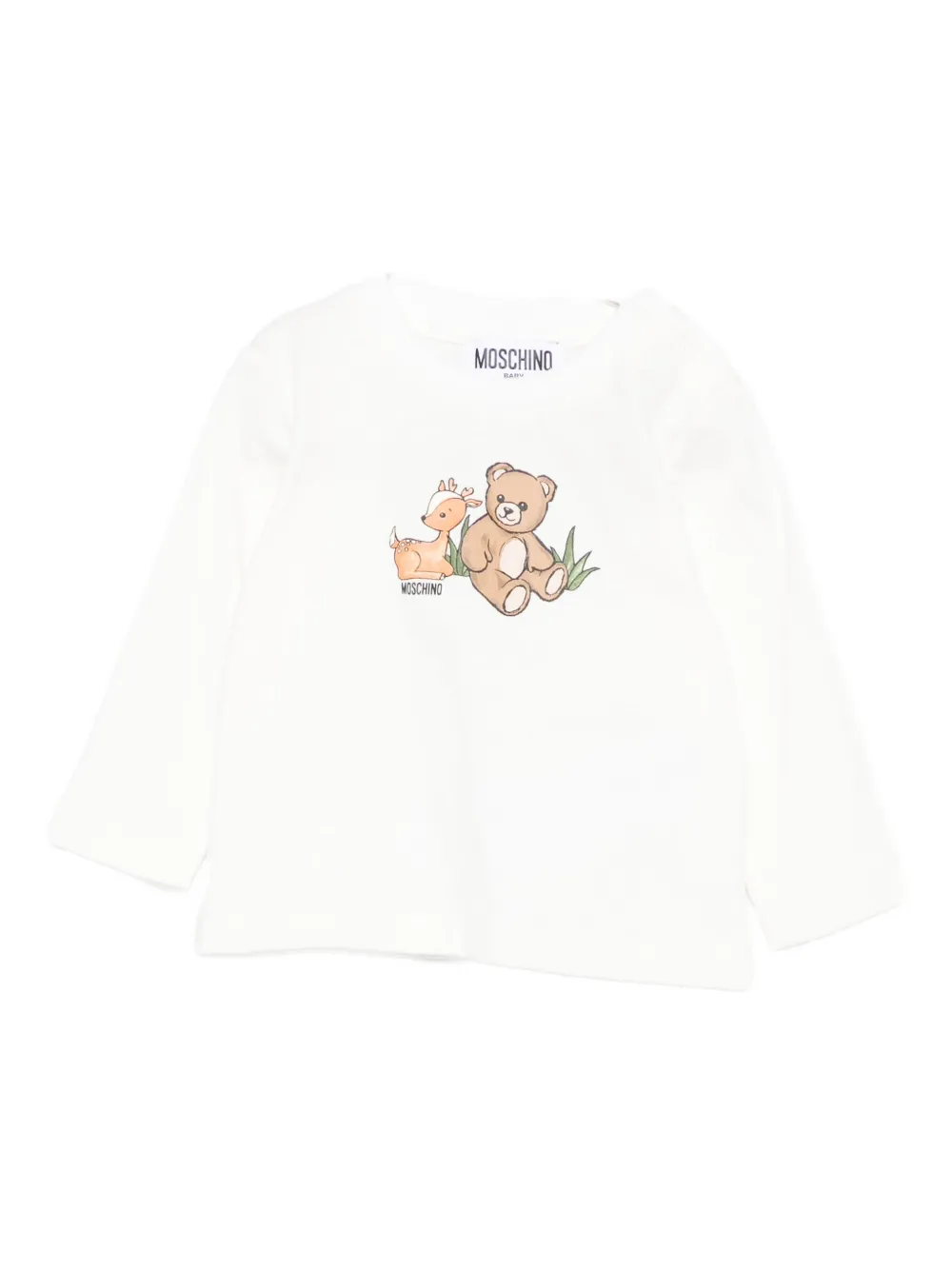 Moschino Deer-bear Print Top In Neutral