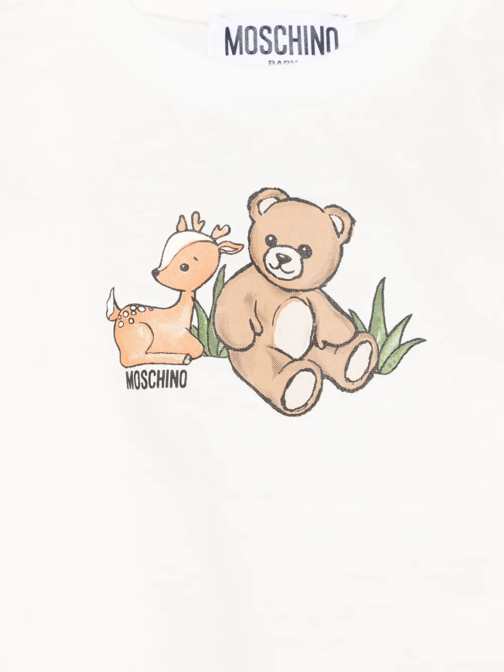  Moschino Kids Deer-bear Print Top - White 