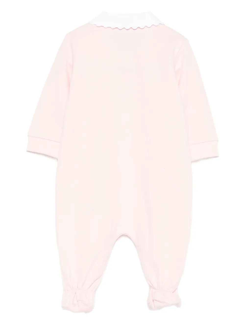 Moschino Kids Teddy-embroidered scalloped-collar romper - Roze