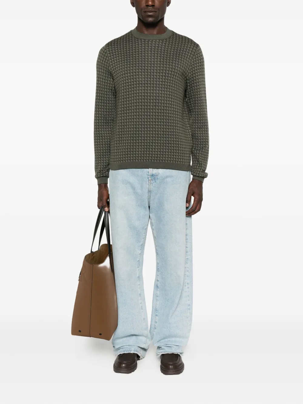 Emporio Armani Wollen sweater met logo-jacquard - Groen