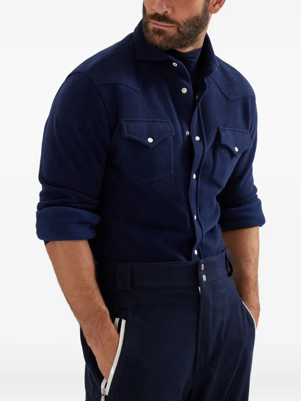 Brunello Cucinelli Overhemd met drukknoopsluiting Blauw