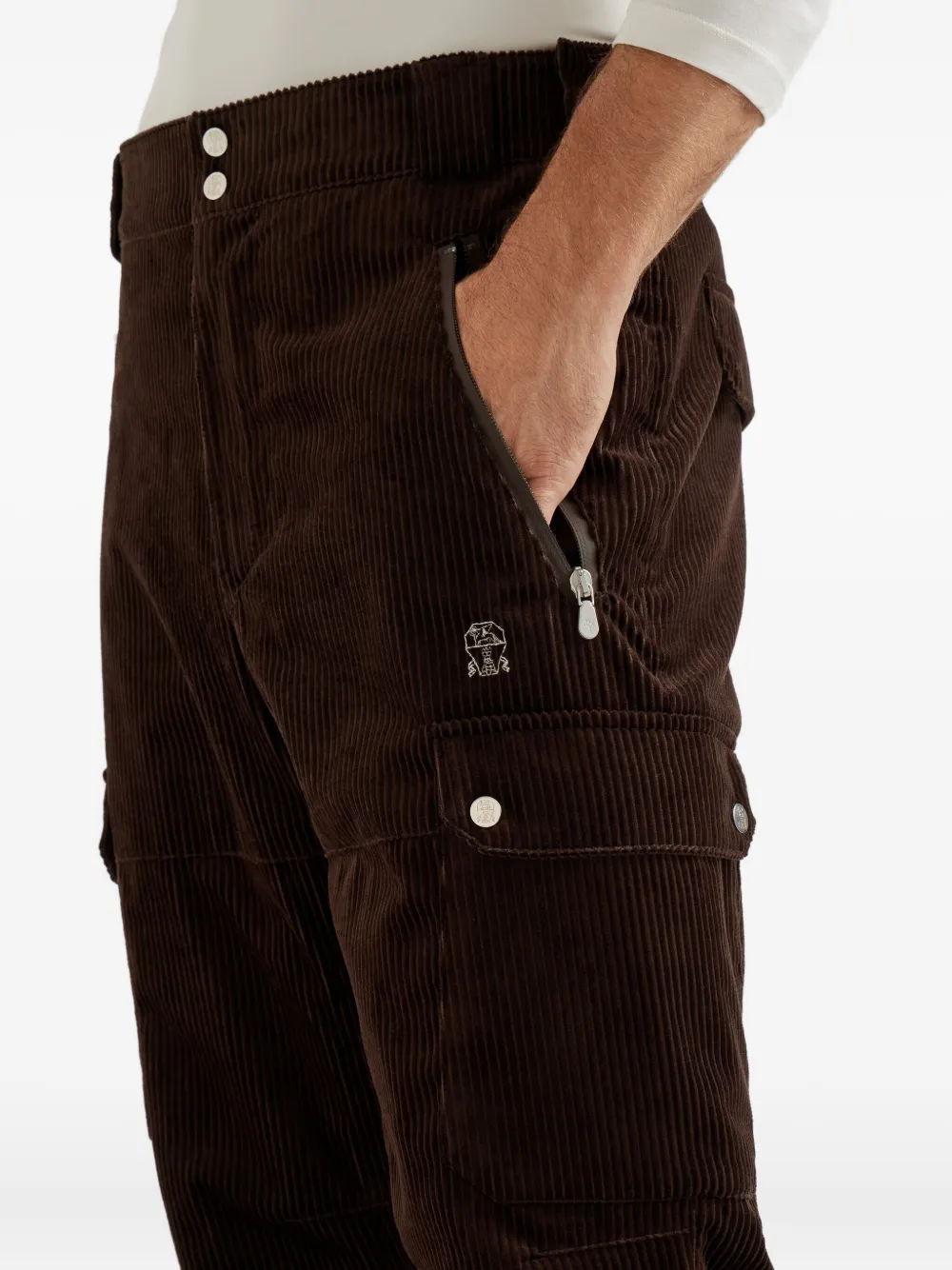 Brunello Cucinelli Mountain ribfluwelen cargo broek Bruin