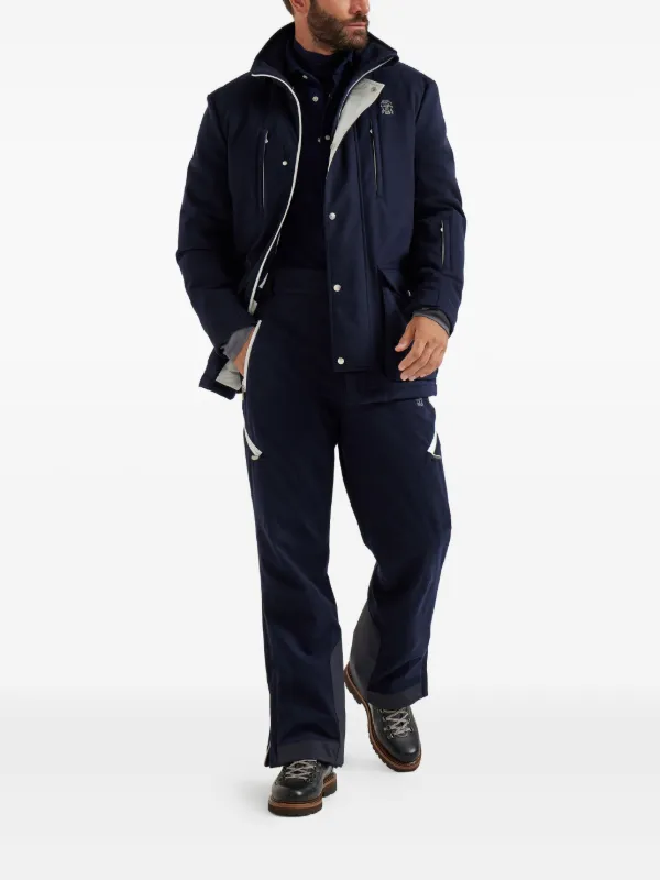 Brunello Cucinelli Mountain Belted Wool Military Jacket | Blue