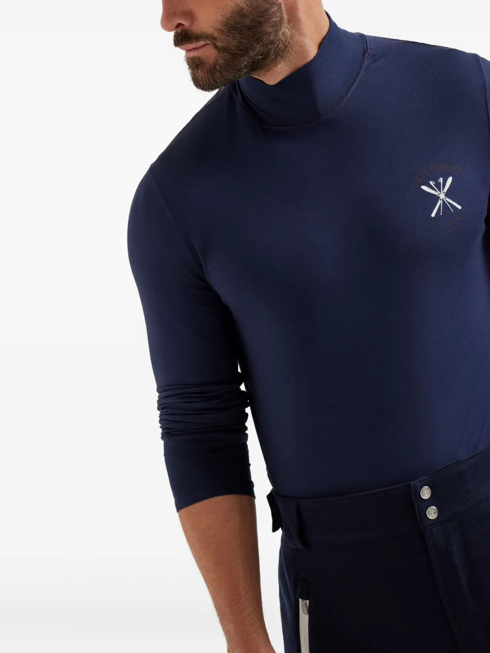 Brunello Cucinelli T-shirt met col en print Blauw