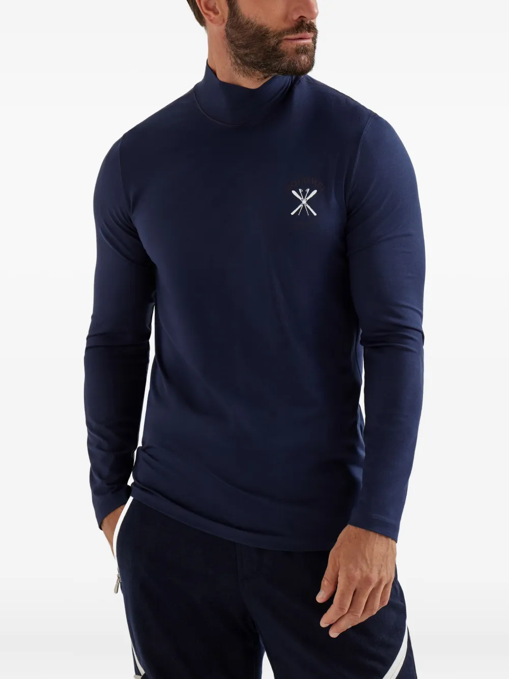 Brunello Cucinelli T-shirt met col en print Blauw