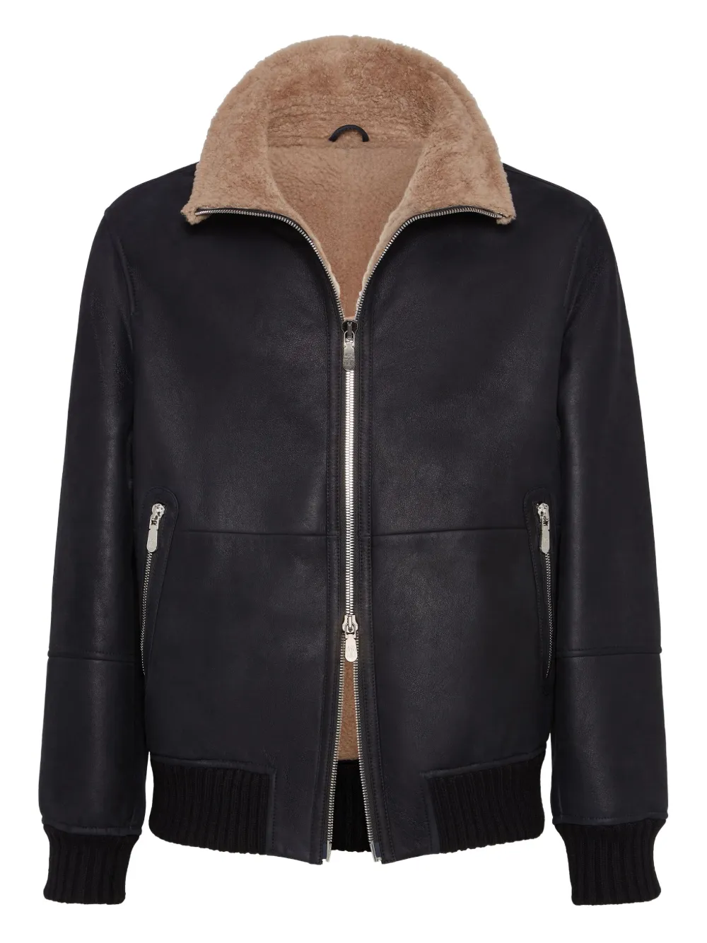 Brunello Cucinelli Nubuck fur-lining bomber jacket | Black | Image 1