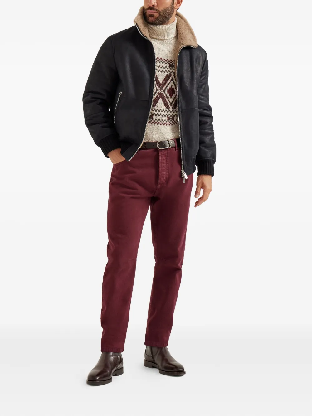 Brunello Cucinelli Nubuck fur-lining bomber jacket | Bomber Jackets | Image 2